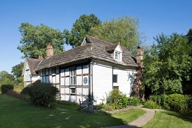 White timber-framed building