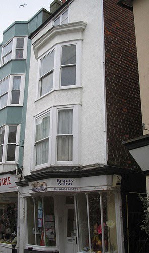 The Grade II-listed building containing Mr Winter's Victorian shop at 59 George Street, Hastings where a copy of the Married Women's Rights petition was available for signing in 1855. 
© Rosie Sherrington (2010). Source Historic England. NMR.