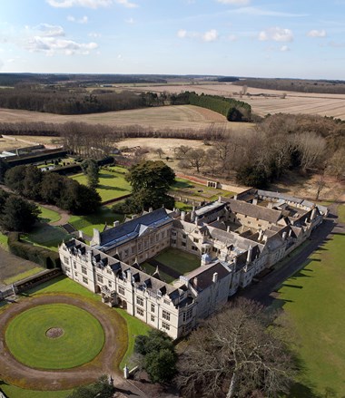 Aerial view of Apethorpe Hall, Apethorpe, Northamptonshire