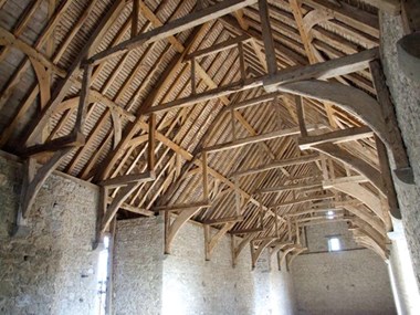 Roof beams inside barn